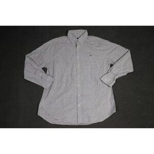 Vineyard Vines Button-Up Shirt Men L Gray/White Gingham Slim Fit Logo Embroidery